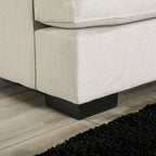 Canapé d'angle en chenille beige/gris, de style transitionnel, 5 places