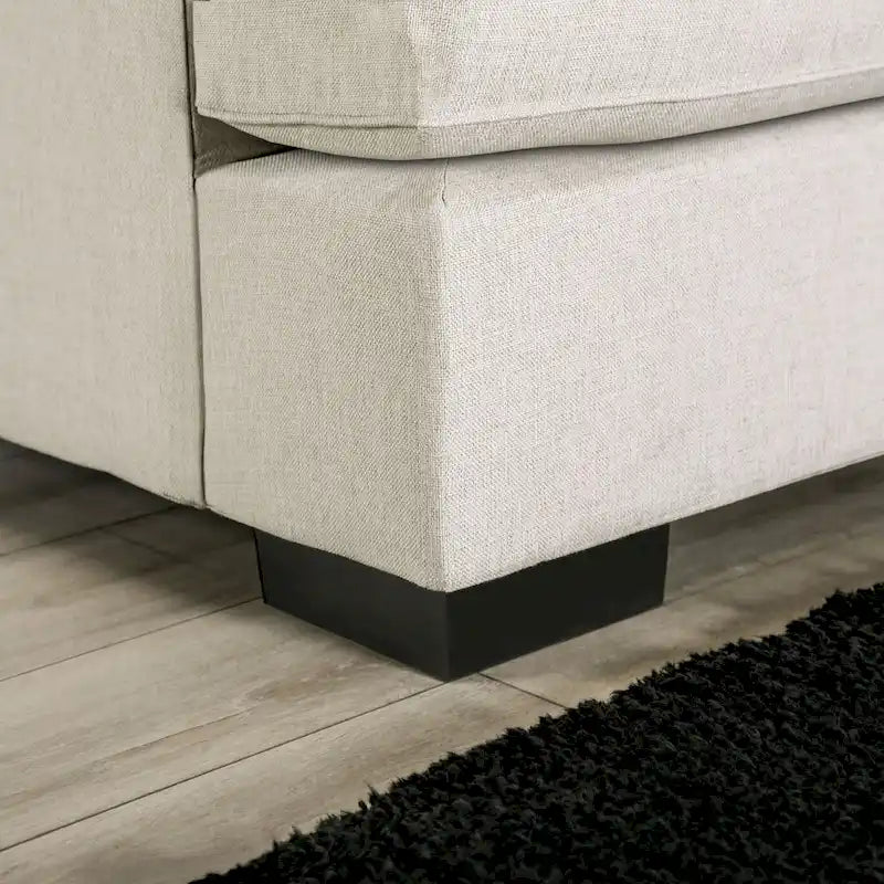 Canapé d'angle en chenille beige/gris, de style transitionnel, 5 places