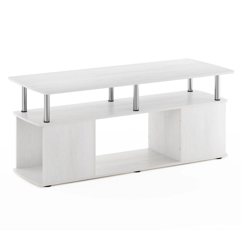 Table basse à 2 niveaux, Pin Ambré / Chrome Americano / Chêne Blanc Chrome, 1 place