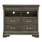 Meuble TV traditionnel en bois à 4 tiroirs, Blanc/Gris/Noir/Cerisier/Sarcelle/Chêne/Cappuccino/Beige
