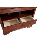 Meuble TV traditionnel en bois à 4 tiroirs, Blanc/Gris/Noir/Cerisier/Sarcelle/Chêne/Cappuccino/Beige