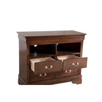 Meuble TV traditionnel en bois à 4 tiroirs, Blanc/Gris/Noir/Cerisier/Sarcelle/Chêne/Cappuccino/Beige