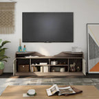 Meuble TV rustique marron châtaigne avec rangement, convient aux téléviseurs jusqu'à 80"