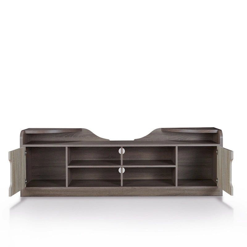 Meuble TV rustique marron châtaigne avec rangement, convient aux téléviseurs jusqu'à 80"