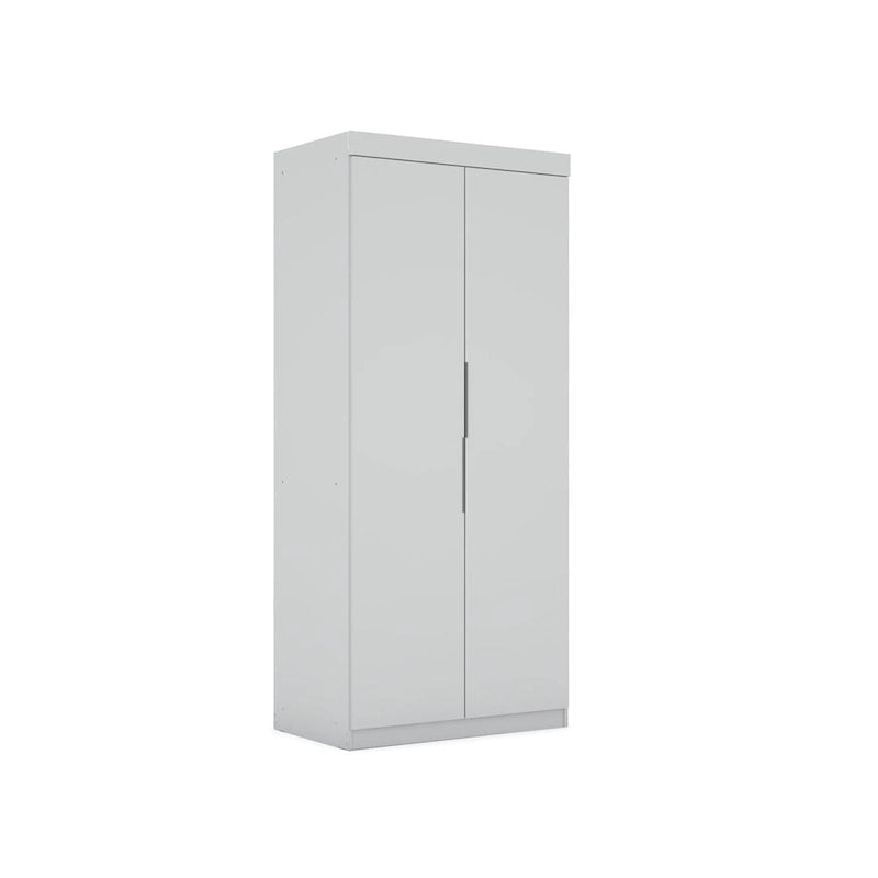 Armoire / Penderie autonome avec tiroirs et étagères ouvertes Bleu Nuit / Marron / Blanc – 1 personne