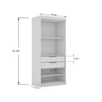 Armoire / Penderie autonome avec tiroirs et étagères ouvertes Bleu Nuit / Marron / Blanc – 1 personne
