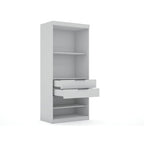 Armoire / Penderie autonome avec tiroirs et étagères ouvertes Bleu Nuit / Marron / Blanc – 1 personne