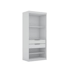 Armoire / Penderie autonome avec tiroirs et étagères ouvertes Bleu Nuit / Marron / Blanc – 1 personne
