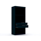 Armoire / Penderie autonome avec tiroirs et étagères ouvertes Bleu Nuit / Marron / Blanc – 1 personne