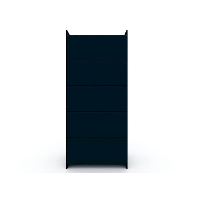 Armoire / Penderie autonome avec tiroirs et étagères ouvertes Bleu Nuit / Marron / Blanc – 1 personne