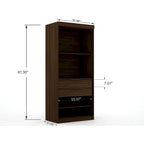 Armoire / Penderie autonome avec tiroirs et étagères ouvertes Bleu Nuit / Marron / Blanc – 1 personne