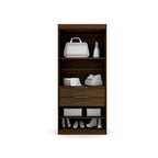 Armoire / Penderie autonome avec tiroirs et étagères ouvertes Bleu Nuit / Marron / Blanc – 1 personne