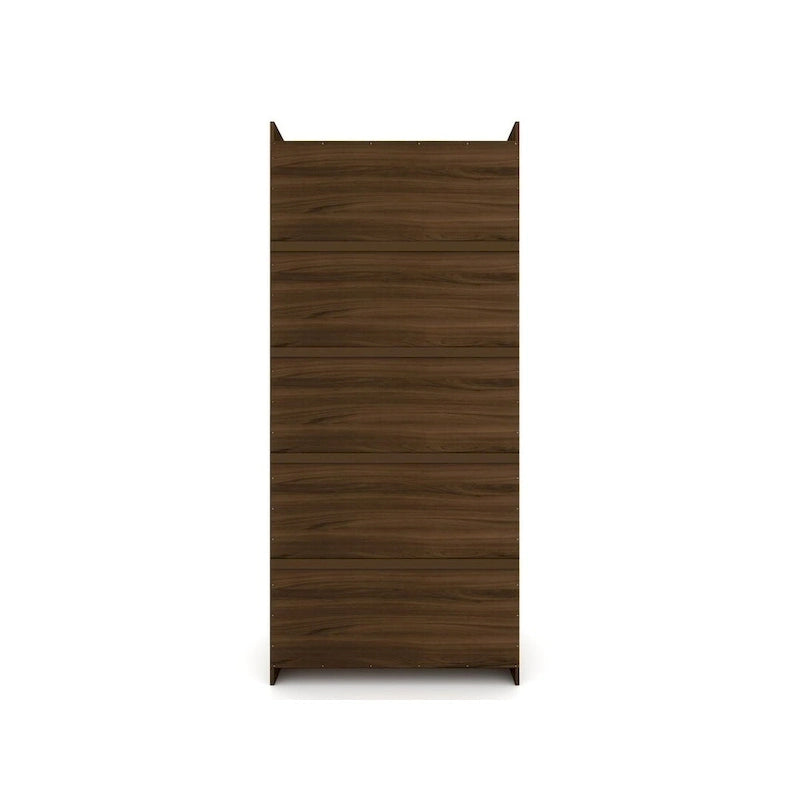 Armoire / Penderie autonome avec tiroirs et étagères ouvertes Bleu Nuit / Marron / Blanc – 1 personne