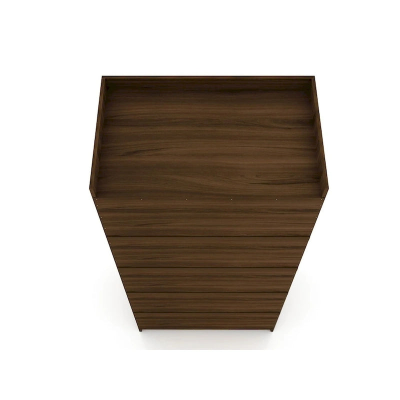 Armoire / Penderie autonome avec tiroirs et étagères ouvertes Bleu Nuit / Marron / Blanc – 1 personne