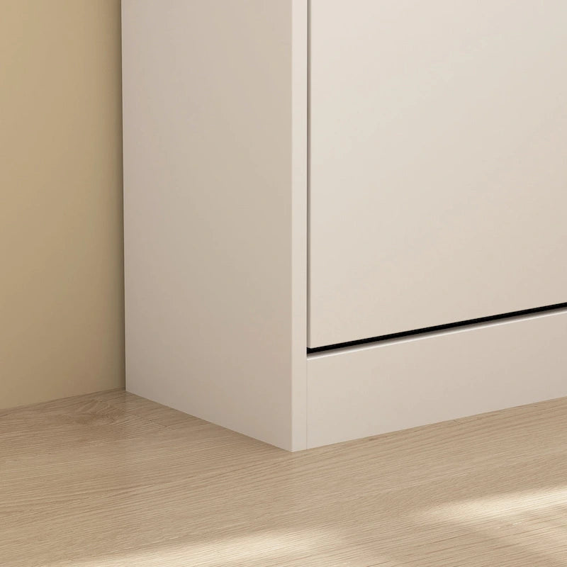 Meuble à Chaussures Étroit avec Portes Abattantes, 3 Compartiments, pour 2