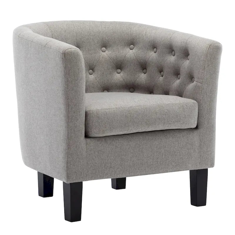 Fauteuil club en lin capitonné, jaune / gris foncé / bleu / gris clair, une place