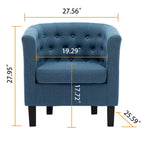 Fauteuil club en lin capitonné, jaune / gris foncé / bleu / gris clair, une place