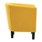 Fauteuil club en lin capitonné, jaune / gris foncé / bleu / gris clair, une place