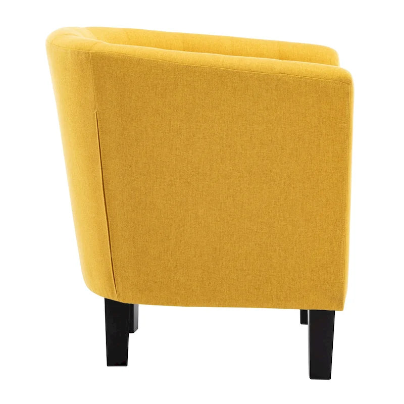Fauteuil club en lin capitonné, jaune / gris foncé / bleu / gris clair, une place