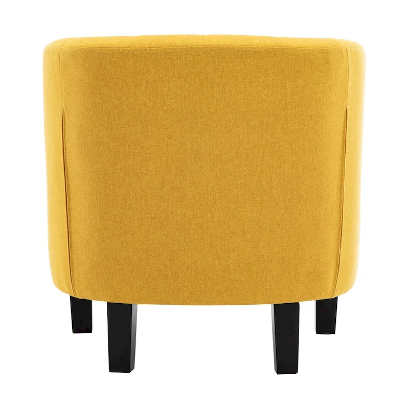 Fauteuil club en lin capitonné, jaune / gris foncé / bleu / gris clair, une place