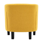 Fauteuil club en lin capitonné, jaune / gris foncé / bleu / gris clair, une place