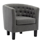 Fauteuil club en lin capitonné, jaune / gris foncé / bleu / gris clair, une place