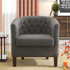 Fauteuil club en lin capitonné, jaune / gris foncé / bleu / gris clair, une place