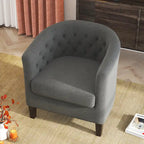 Fauteuil club en lin capitonné, jaune / gris foncé / bleu / gris clair, une place