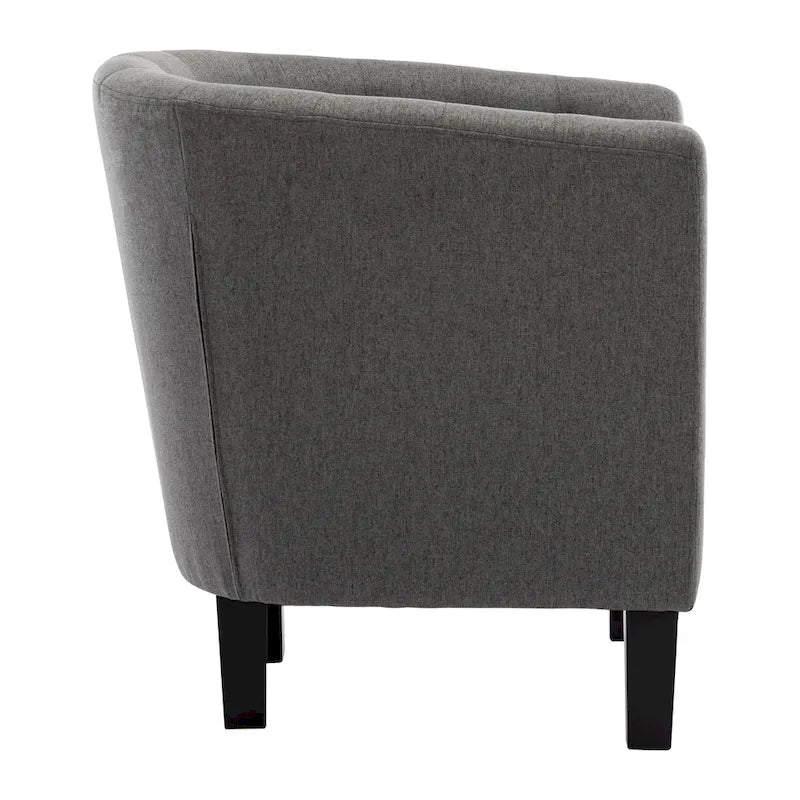Fauteuil club en lin capitonné, jaune / gris foncé / bleu / gris clair, une place