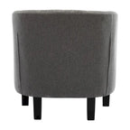 Fauteuil club en lin capitonné, jaune / gris foncé / bleu / gris clair, une place