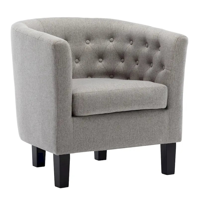 Fauteuil club en lin capitonné, jaune / gris foncé / bleu / gris clair, une place