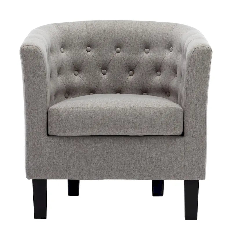 Fauteuil club en lin capitonné, jaune / gris foncé / bleu / gris clair, une place