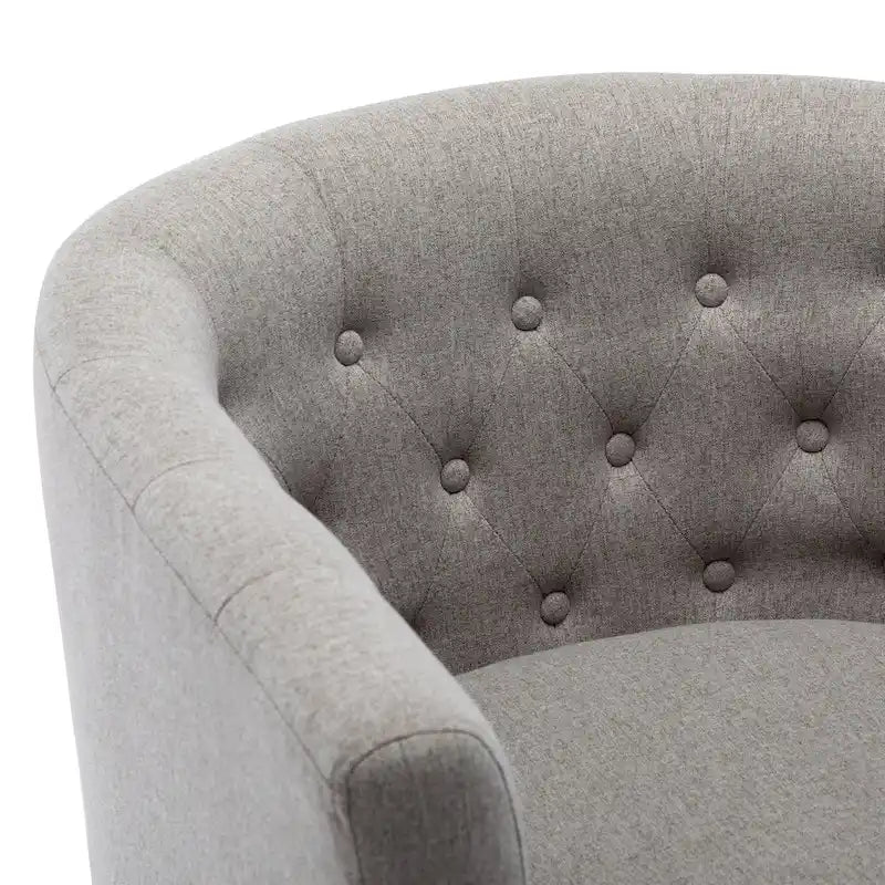 Fauteuil club en lin capitonné, jaune / gris foncé / bleu / gris clair, une place