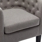 Fauteuil club en lin capitonné, jaune / gris foncé / bleu / gris clair, une place