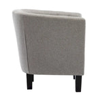 Fauteuil club en lin capitonné, jaune / gris foncé / bleu / gris clair, une place
