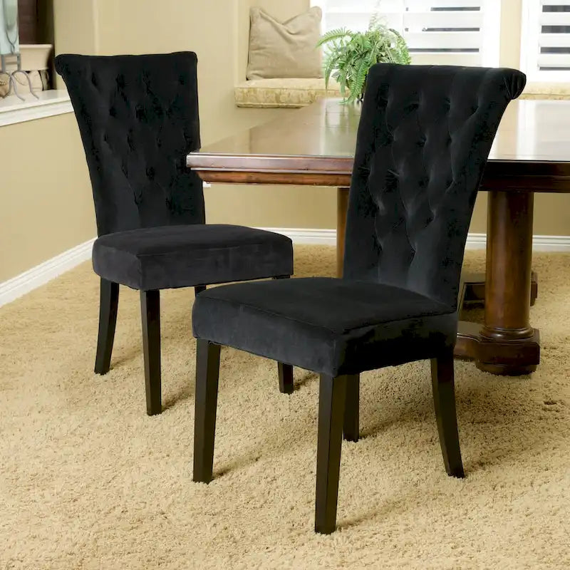 Chaises de salle à manger capitonnées en velours, noir / gris / rose, lot de 2