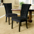 Chaises de salle à manger capitonnées en velours, noir / gris / rose, lot de 2