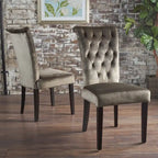 Chaises de salle à manger capitonnées en velours, noir / gris / rose, lot de 2