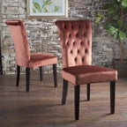 Chaises de salle à manger capitonnées en velours, noir / gris / rose, lot de 2