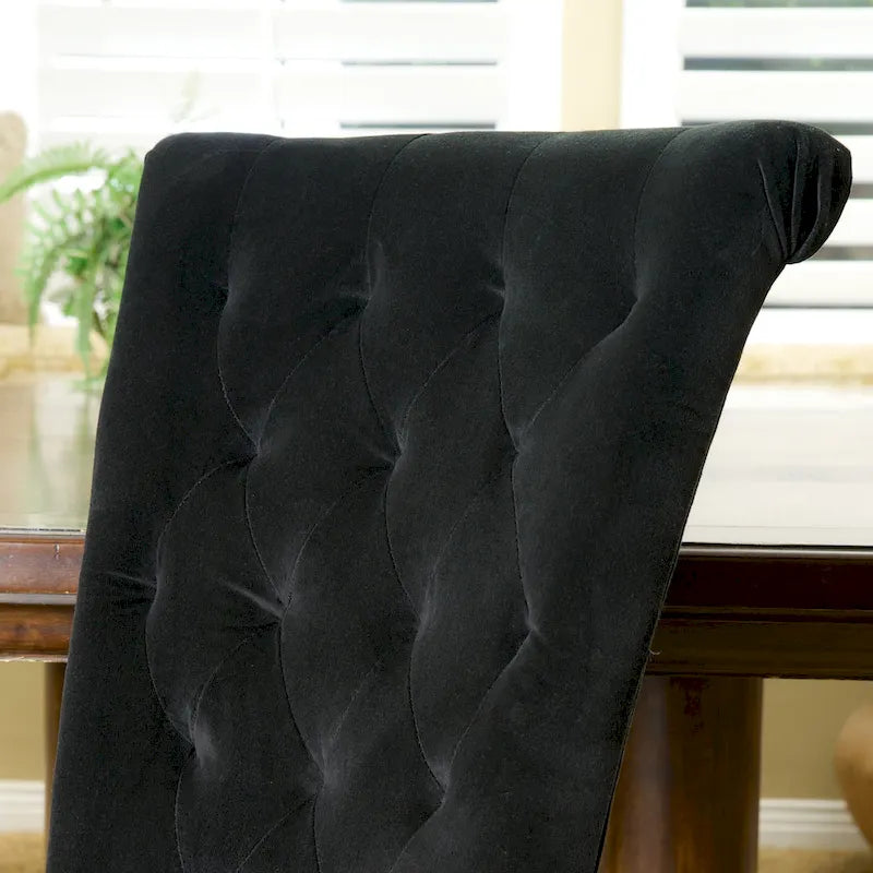 Chaises de salle à manger capitonnées en velours, noir / gris / rose, lot de 2