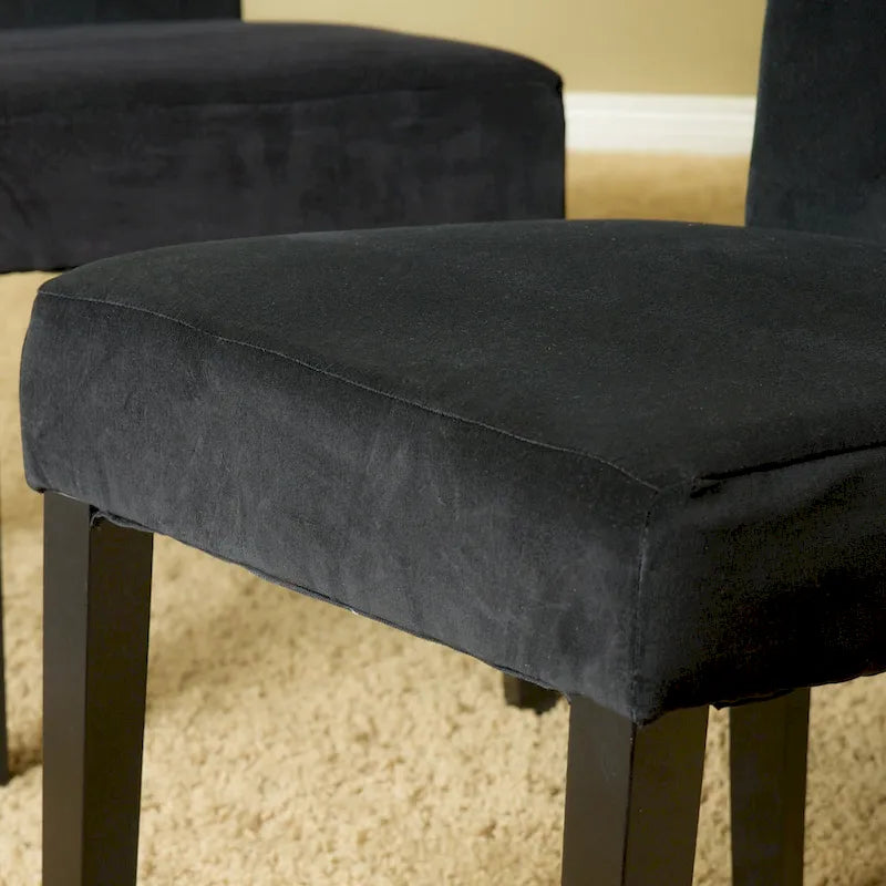 Chaises de salle à manger capitonnées en velours, noir / gris / rose, lot de 2
