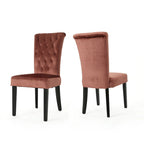 Chaises de salle à manger capitonnées en velours, noir / gris / rose, lot de 2