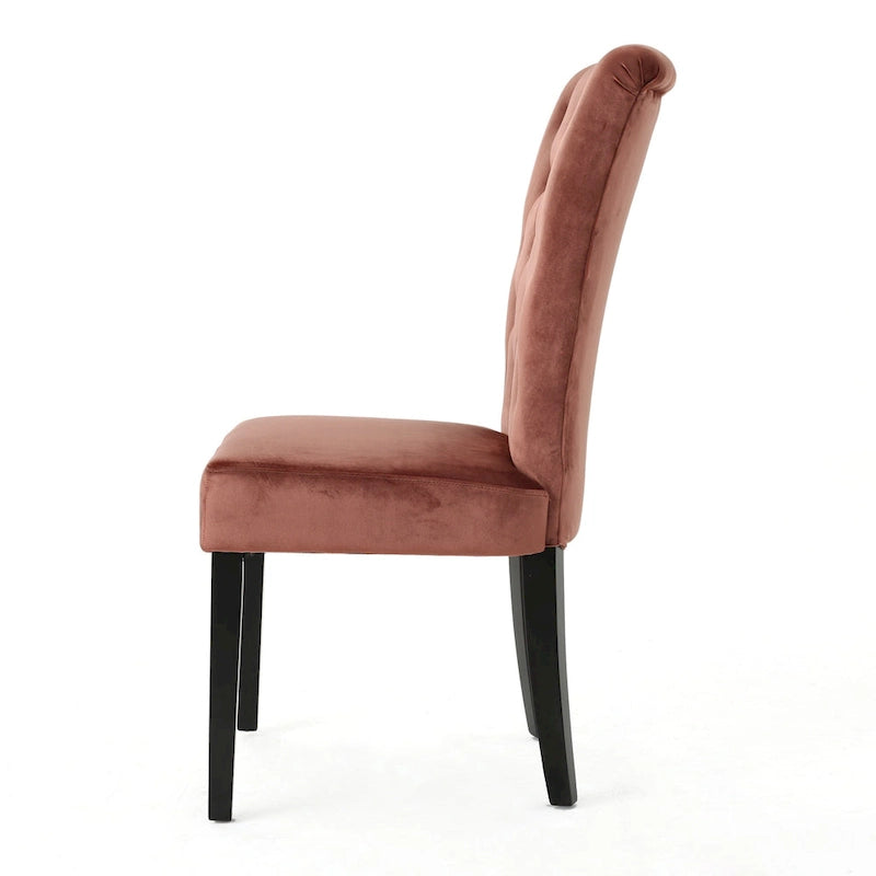 Chaises de salle à manger capitonnées en velours, noir / gris / rose, lot de 2