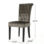 Chaises de salle à manger capitonnées en velours, noir / gris / rose, lot de 2