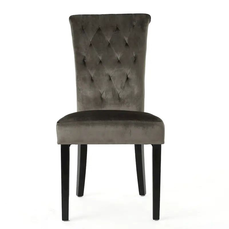 Chaises de salle à manger capitonnées en velours, noir / gris / rose, lot de 2