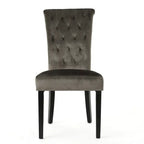 Chaises de salle à manger capitonnées en velours, noir / gris / rose, lot de 2