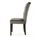 Chaises de salle à manger capitonnées en velours, noir / gris / rose, lot de 2