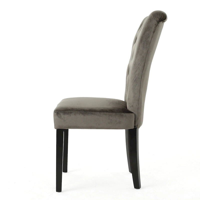 Chaises de salle à manger capitonnées en velours, noir / gris / rose, lot de 2