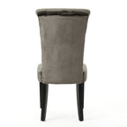 Chaises de salle à manger capitonnées en velours, noir / gris / rose, lot de 2