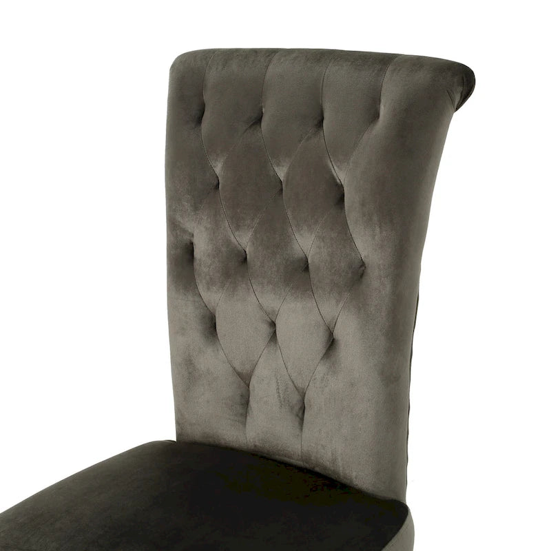 Chaises de salle à manger capitonnées en velours, noir / gris / rose, lot de 2